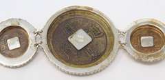 Sterling Silver Signed Sajen Coin & Stone Bracelet