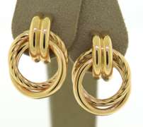 Fancy Yellow Gold Interlocking Circle Earrings