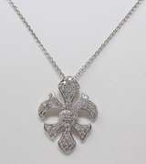 Exciting 14kt White Gold Fleur De Lis Diamond Pave Necklace