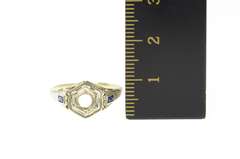 14K White Gold 4.1mm Art Deco Elaborate Engagement Setting Ring