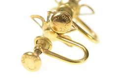 Gold Filled Opal Flower Daisy Retro Screw Back Earrings