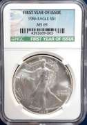 1986 Silver Eagle First Year of Issue NGC MS69