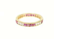 14K Yellow Gold 0.66 Ctw Ruby Diamond Eternity Wedding Band Ring