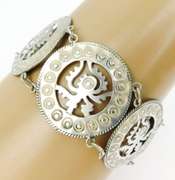 Early Signed Mexican Sterling Silver Mayan Bracelet