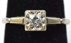 Romantic Vintage Style 14KT White Gold Engagement Ring