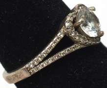 Sterling Silver White Stone Heart Ring