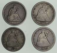 Lot (4) 1875-S Seated Liberty Twenty-Cent Pieces