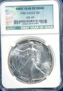 1986 Silver Eagle First Year of Issue NGC MS69