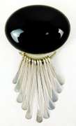 Vintage Large 3 Inch Sterling & Black Onyx Pin/Pendant