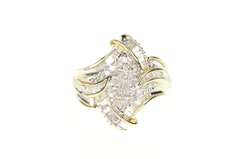 10K Yellow Gold 0.87 Ctw Classic Diamond Encrusted Bypass Ring