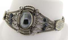 Sterling Silver Oval Hematite Multi Row Bracelet