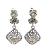 Fantastic White Gold Filigree Diamond Earrings