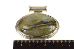 Sterling Silver Oval Natural Labradorite Cabochon Pendant