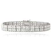 20ct Cubic Zirconia Double-Row Tennis Square Bracelet