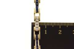 14K Yellow Gold 2.55 Ctw Sapphire Diamond Bar Link Tennis Bracelet