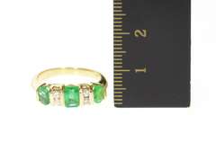 14K Yellow Gold 0.91 Ctw Natural Emerald Diamond Classic Ring