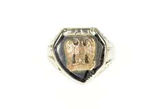 14K White Gold Art Deco Fraternal Order of the Eagles Shield Ring