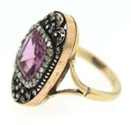 Antique Pink Faux Spinel & Rose Cut Diamond Ring