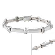 Sterling Silver CZ Bars Link Bracelet