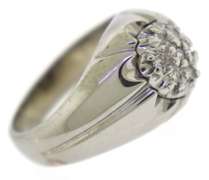 White Gold Diamond Cluster Gypsy Style Ring
