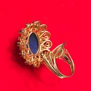 LADIES 18K DIAMOND , SAPPHIRE AND BLUE LAPIS RING / BROOCH