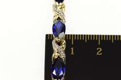 10K Yellow Gold Marquise Syn. Sapphire Diamond Tennis Bracelet