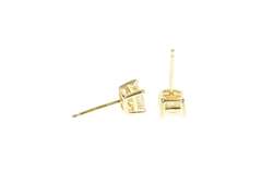 14K Yellow Gold 0.62 Ctw Princess Diamond Solitaire Stud Earrings