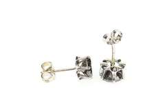 14K White Gold 3.56 Ctw Black Diamond Solitaire Stud Earrings