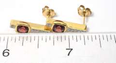 Mod Garnet & Diamond Accent Earrings in 14KT Yellow Gold