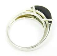 Sleek Sterling Black Onyx Saddle Ring, 9.25