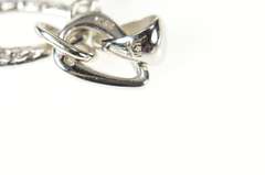 14K White Gold 8.9mm Brown Pearl Hammered Chain Drop Pendant