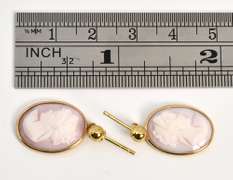 Dangling Angel Skin Coral Cameo Earrings