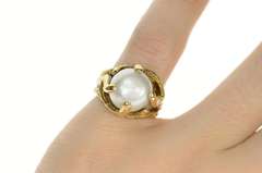 18K Yellow Gold Textured Tree Branch Retro Cocktail Ring