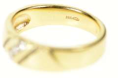 14K Yellow Gold Men's Classic Grooved Diamond Wedding Band Ring