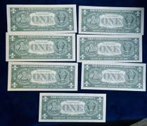 Lot OF 7 UNC 1 Dollar Silver Certs
