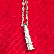 14K WHITE GOLD CHAIN WITH DIAMOND PENDANT