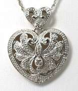 Elegant  Sterling Silver  Heart Necklace