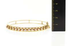 14K Yellow Gold 1.20 Ctw 1930's Diamond Ornate Classic Bangle Bracelet