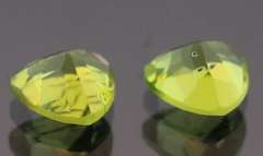 Fantastic 2.81ct 7x7mm trilliant cut Peridot set