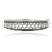 1/2ct Black & White Diamond Circle Bangle Bracelet