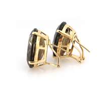 Gorgeous Yellow Gold Oval Smokey Quartz Earrings