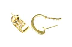 14K Yellow Gold 1.40 Ctw Sapphire Diamond French Clip Hoop Earrings