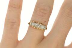 14K Yellow Gold 0.74 Ctw Marquise Graduated Diamond Band Ring