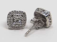 Lot of 3 Sterling Silver Cubic Zirconia Stud Earrings