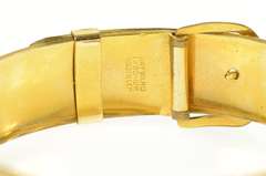 Gold Filled Retro Ornate Belt Buckle Etched Bangle Bracelet