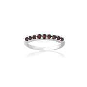 Sterling Silver Garnet Semi-Eternity Band Ring