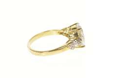 Gold Plated Ornate Oval Leaf Accent Travel Engagement Ring