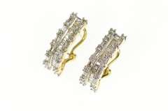 10K Yellow Gold 1.34 Ctw Diamond Encrusted Hoop French Clip Earrings