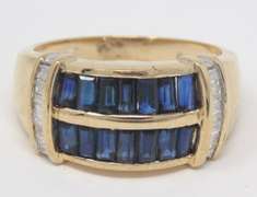 Glamorous Yellow Gold Sapphire & Diamond Ring