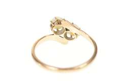 10K Yellow Gold Victorian Natural Opal Two Stone Bypass Ring